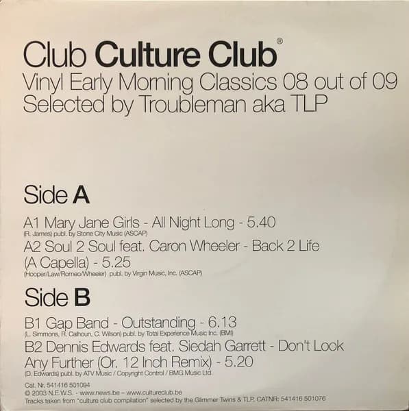 Club Culture Club - Vinyl Early Morning Classics 08 Out Of 09